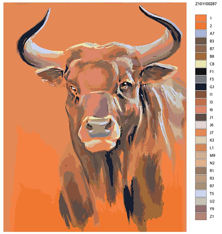 Картина по номерам «Взгляд быка» — картинка 2