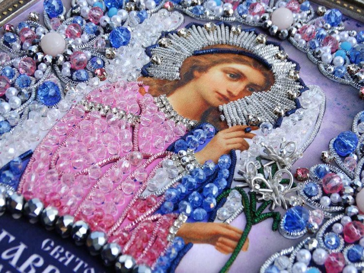 Набор для вышивания хрустальными камнями «Архангел Гавриил» (серебро) — картинка 11