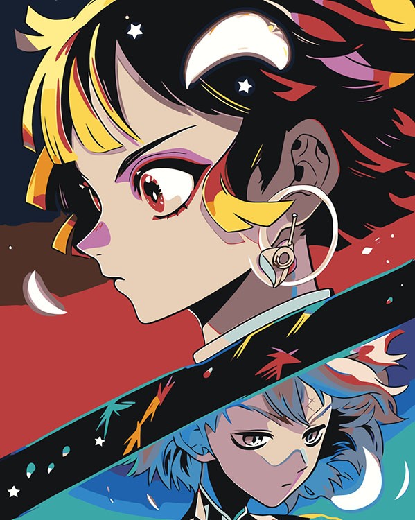 Картина по номерам «Аниме: Два персонажа с яркими волосами»