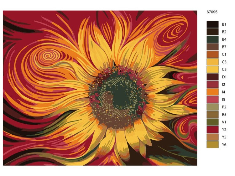 Картина по номерам «Огненный подсолнух» — картинка 2