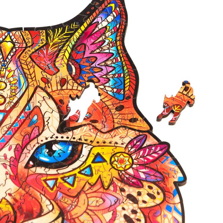 Деревянный пазл Unidragon «Нежная рысь», размер S (А5) — картинка 7