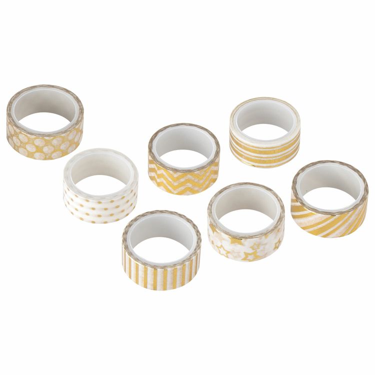 Клейкие WASHI-ленты для декора «Золотистые», 7 шт., 15 мм х 3 м — картинка 3