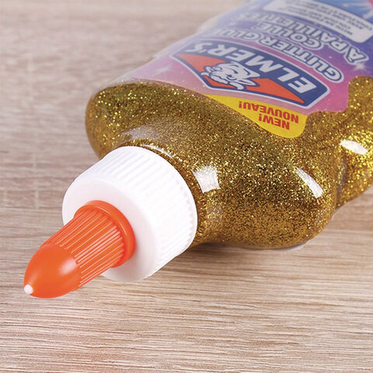 Клей для слаймов канцелярский с блестками ELMERS «Glitter Glue», 177 мл, золотой — картинка 2