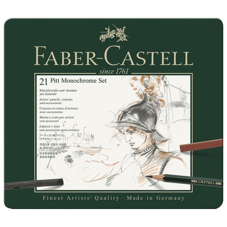 Набор художественный FABER-CASTELL «Pitt Monochrome», 21 предмет, металлическая коробка