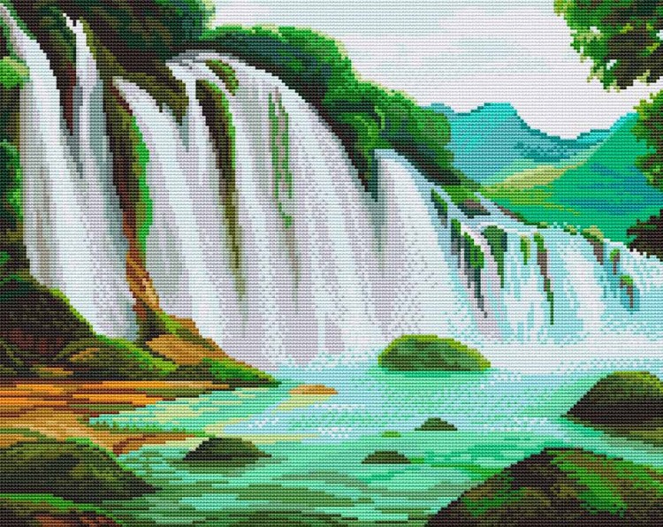 Алмазная вышивка «Горный водопад» — картинка 2