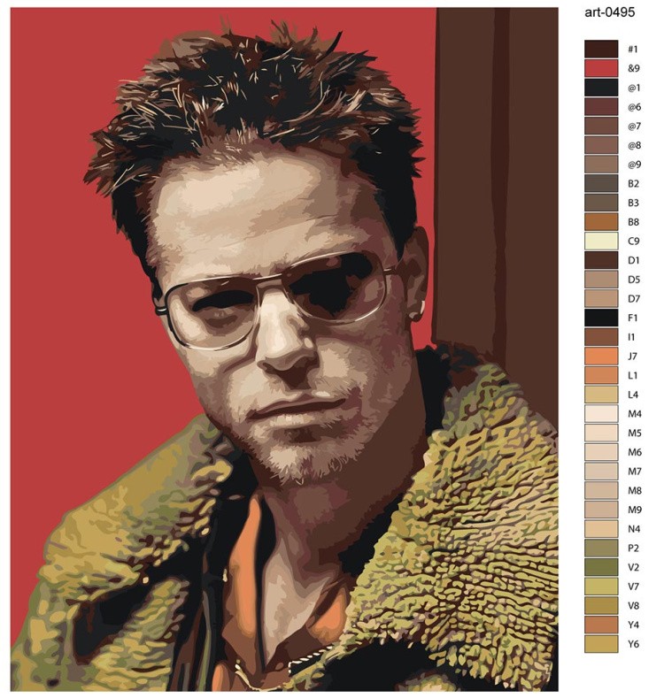 Картина по номерам «Бойцовский клуб: Тайлер арт, Брэд Питт» — картинка 2