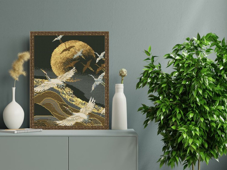 Алмазная вышивка «Полет журавлей» — картинка 5