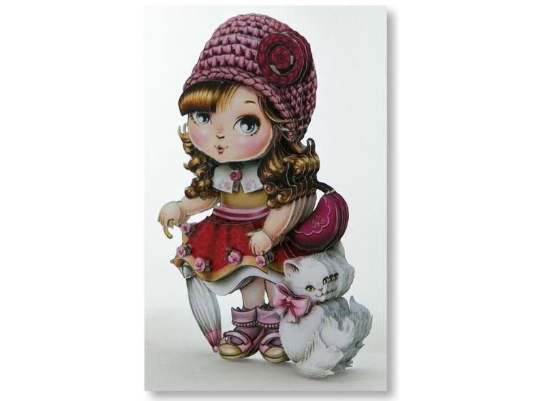 Папертоль «Брюнетка с котенком» — картинка 2