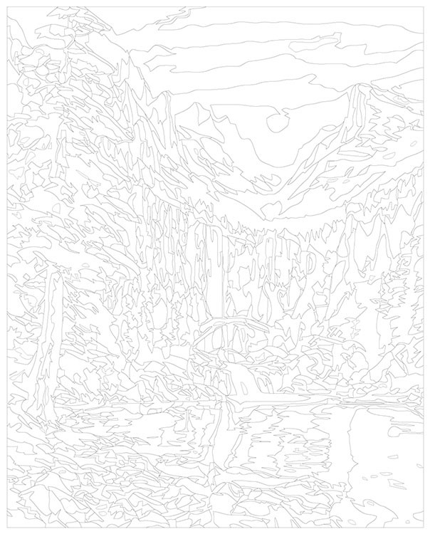 Картина по номерам «Природа: Пейзаж с горным водопадом в лесу 2» — картинка 3