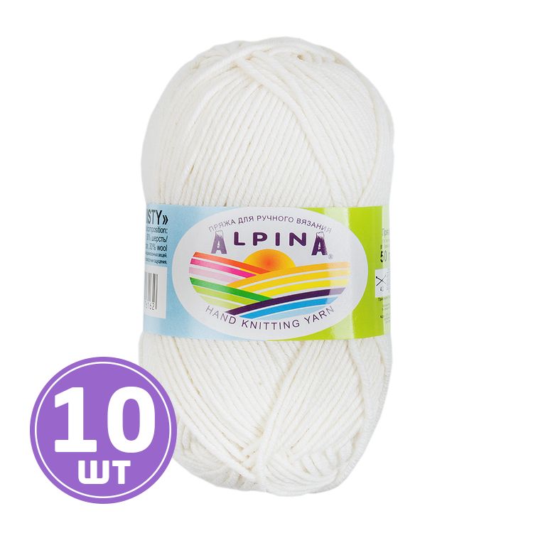 Пряжа Alpina MISTY (01), белый, 10 шт. по 50 г