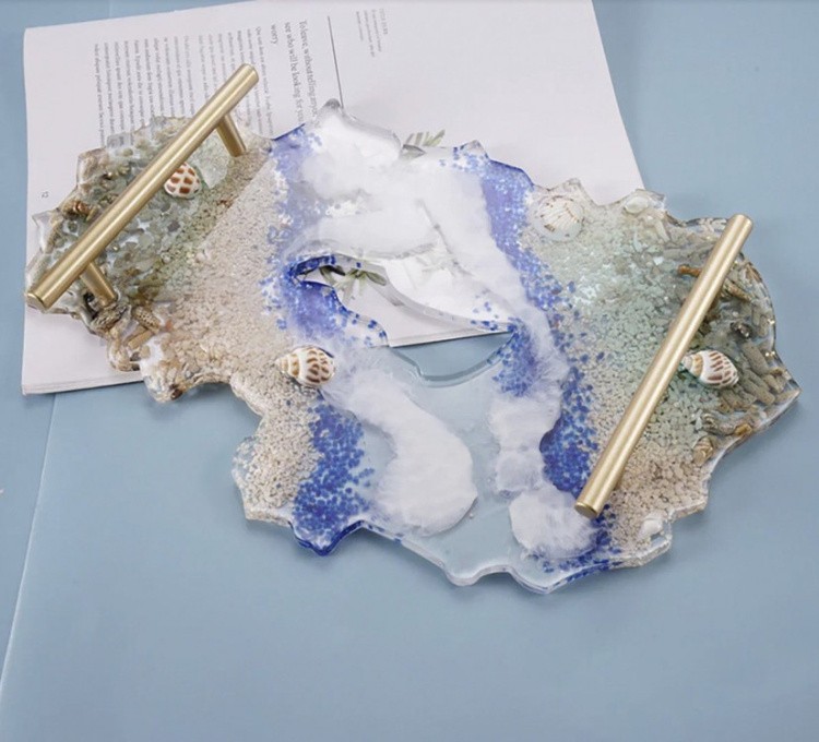 Силиконовый молд - Поднос жеода №6, 35x23см — картинка 7