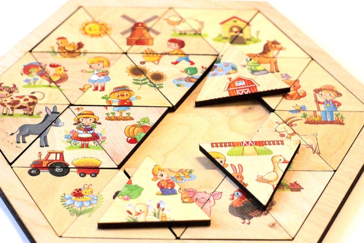 Пазл деревянный «Ферма» шестигранник — картинка 2