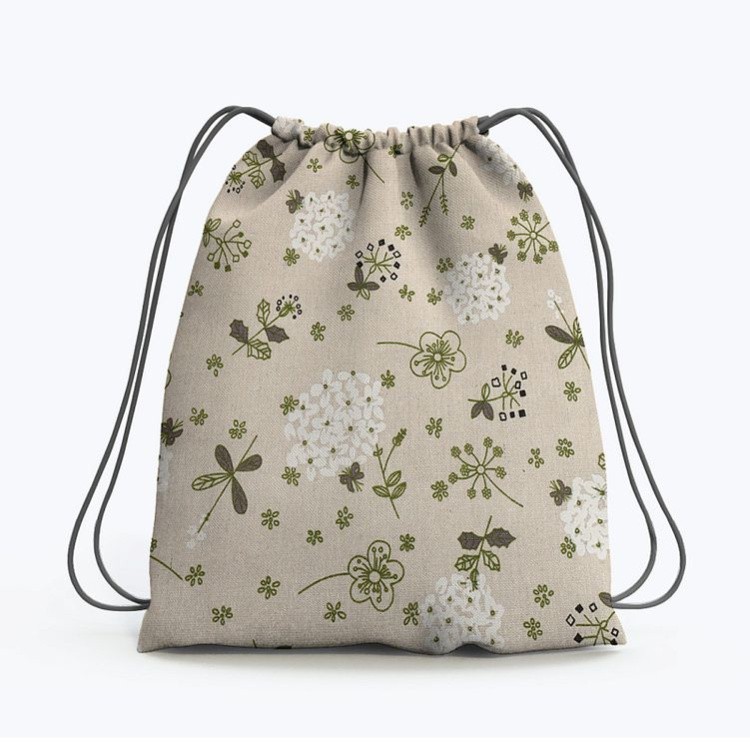 Ткань льняная, 1 м x 150 см, 140 г/м², цвет: бежевый, цветочный принт, TBY — картинка 7