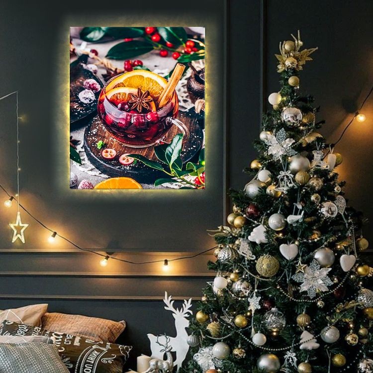 Картина по номерам «Согревающий напиток» LED подсветка — картинка 3
