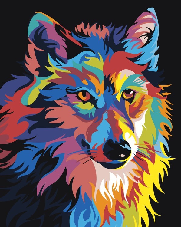 Картина по номерам «Радужный волк»