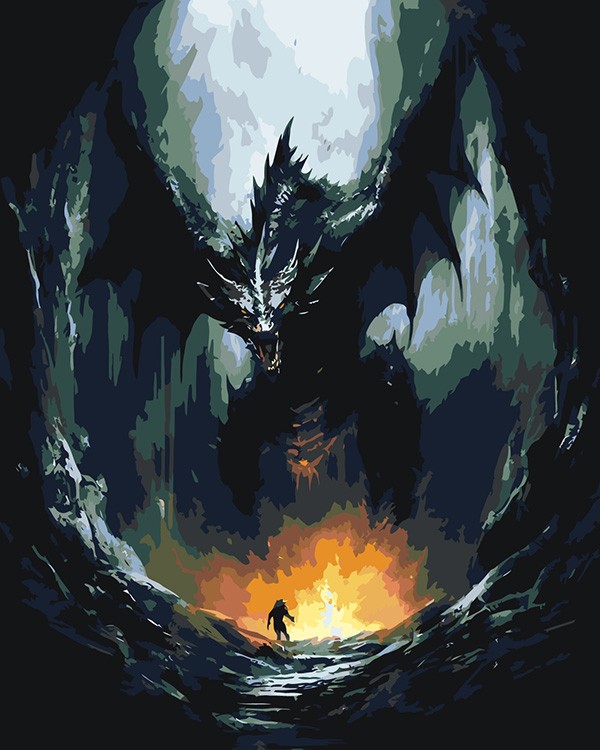 Картина по номерам «Черный дракон в пещере»