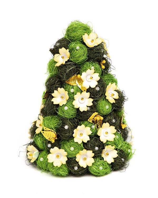 Елочка из сизаля «Рождество» (желто-зеленая)