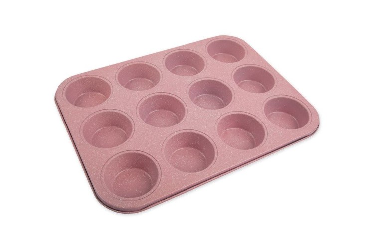 Форма металлическая для кексов, маффинов, капкейков, 35х26,5 см, розовая, S-CHIEF
