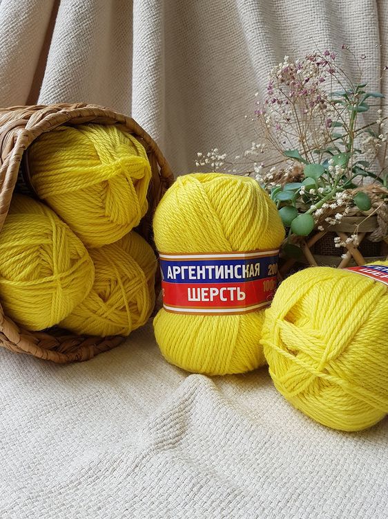 Пряжа Камтекс Аргентинская шерсть (030), лимонный, 5 шт. по 100 г — картинка 2