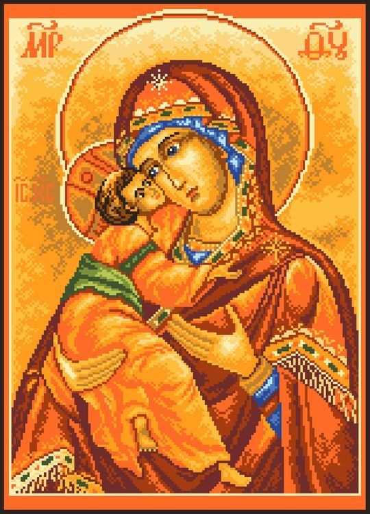 Рисунок на ткани «Икона Владимирской Божьей Матери»