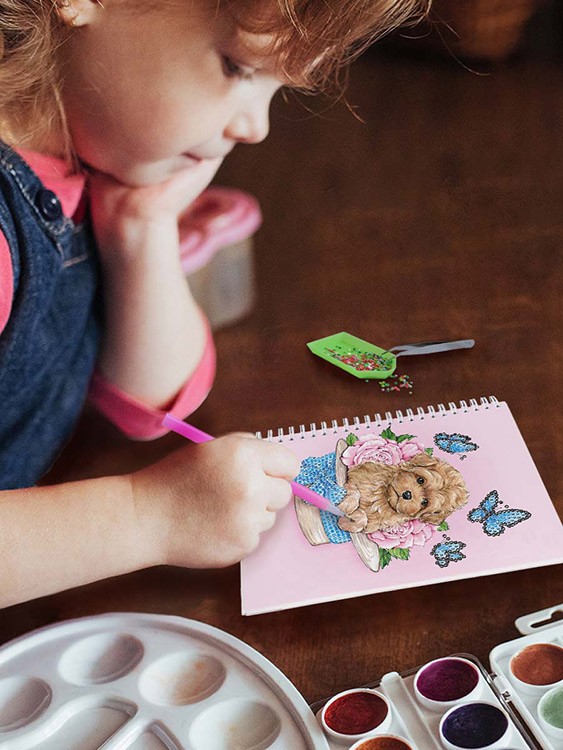Алмазная мозаика - тетрадь «Собака в шляпе», клетка 48 листов — картинка 3