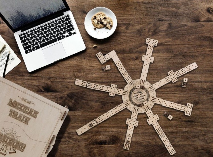 Сборная деревянная настольная игра 3D EWA Домино Мексиканский поезд — картинка 7