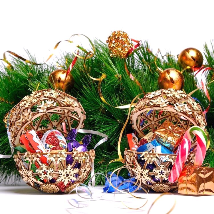 Механическая деревянная сборная модель Wood Trick «Рождественский Шар» — картинка 12