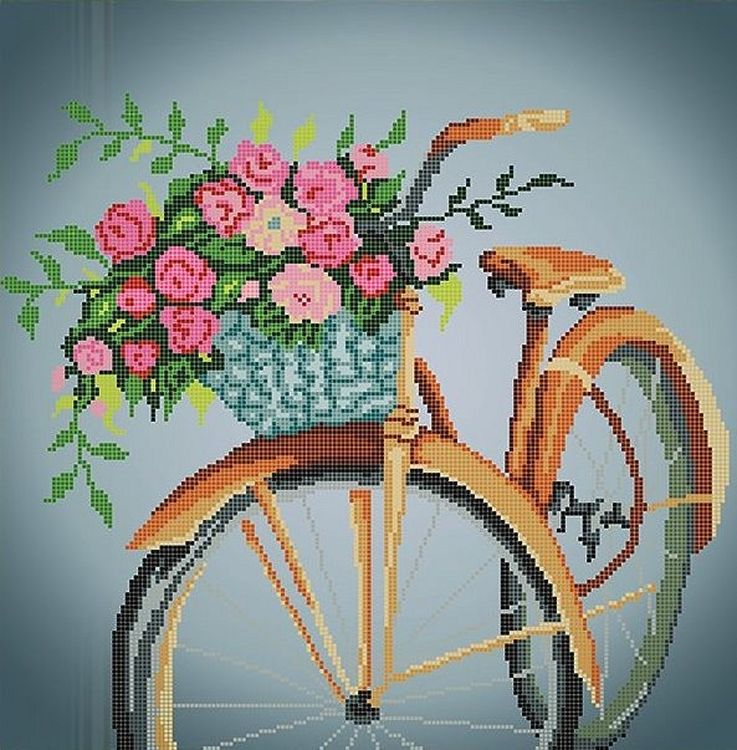 Рисунок на ткани «Цветы в корзине»