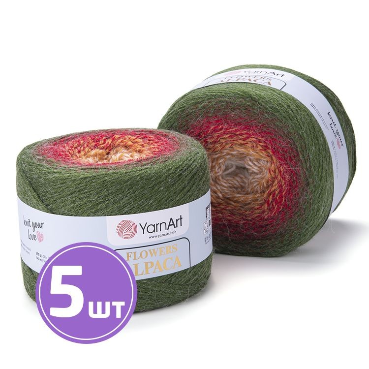 Пряжа YarnArt Flowers Alpaca (420), мультиколор, 5 шт. по 250 г