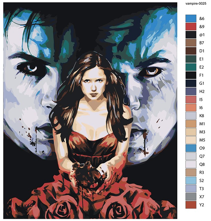 Картина по номерам «Дневники вампира: Деймон, Елена и Стефан» — картинка 2