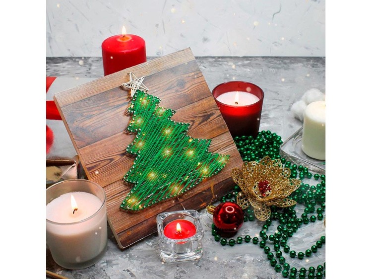 Набор для творчества STRING ART «Елочка» (с гирляндой) — картинка 6