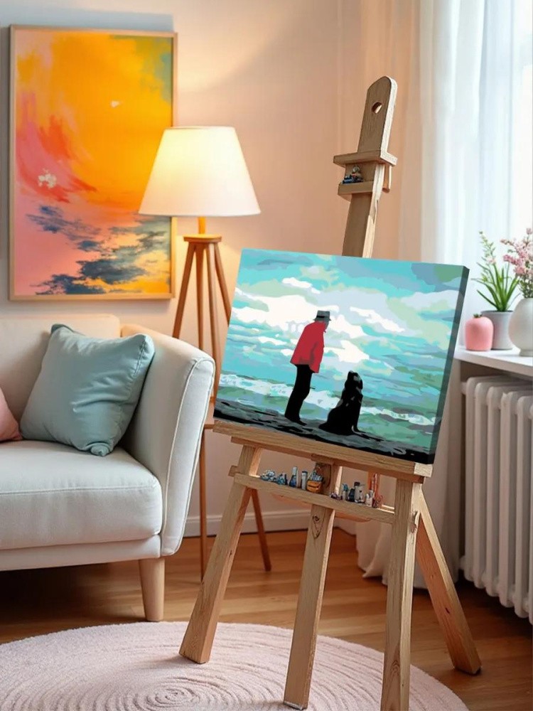 Картина по номерам «Человек с собакой у моря» — картинка 9