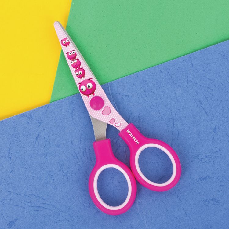 Ножницы Kid Series, 13 см, с цветной печатью «Поросята», закругленные, Brauberg — картинка 6