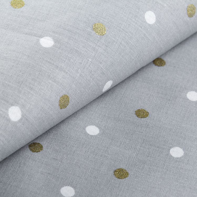 Ткань ранфорс с глитером Бусинки,100% хлопок, 3 м, ширина 240 см, цвет: серый/золото, Wella Home — картинка 3