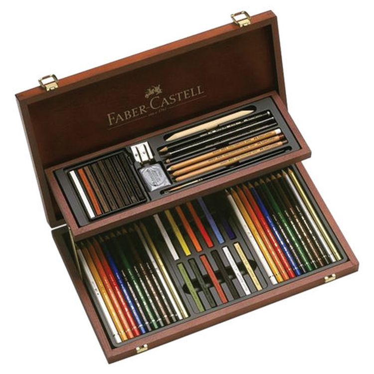 Набор художественный FABER-CASTELL «Art & Graphic Compendium», 54 предмета, деревянный ящик — картинка 2