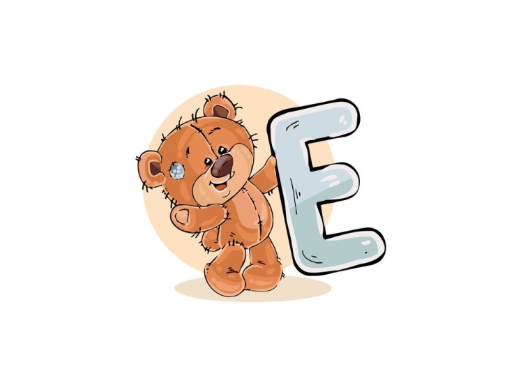 Картина по номерам «Алфавит с медвежонком. Буква E»