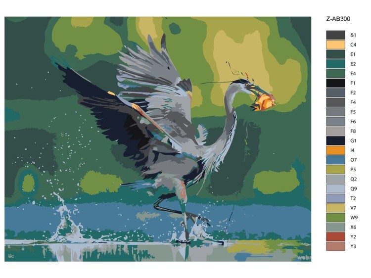 Картина по номерам «Цапля с рыбой» — картинка 2