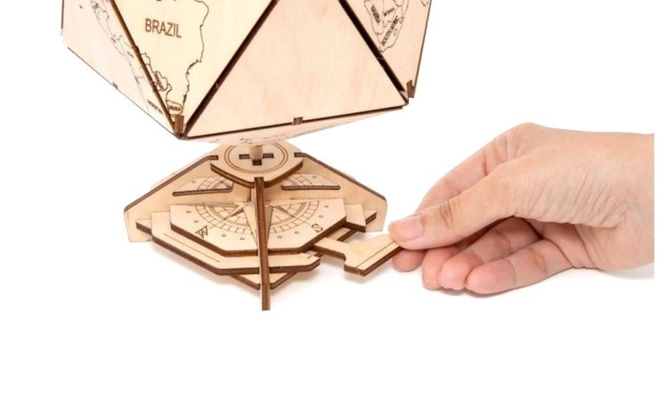Конструктор деревянный 3D EWA «Глобус Икосаэдр с секретом», (шкатулка, сейф) — картинка 4