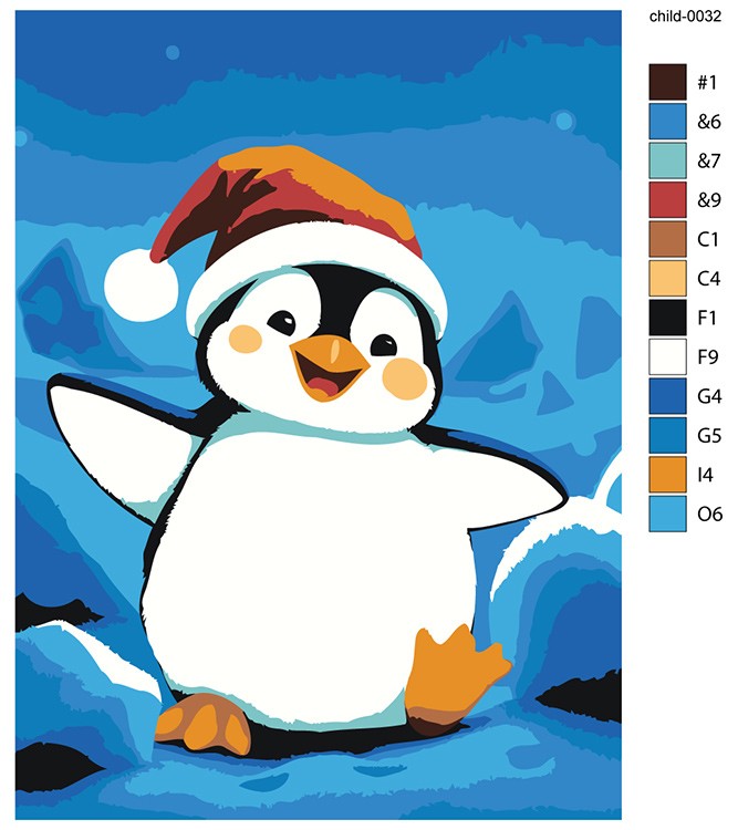 Картина по номерам «Детская: веселый пингвин в колпаке» — картинка 2