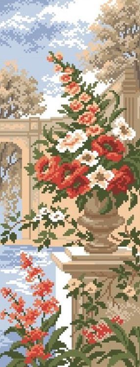 Рисунок на ткани «Цветы в вазе»