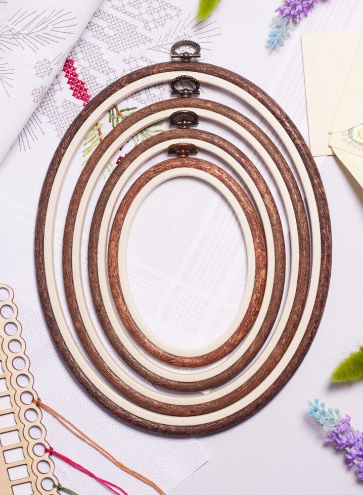 Пяльцы-рамка каучуковые овальные, диаметр 12,5х15 см, h=10 — картинка 2
