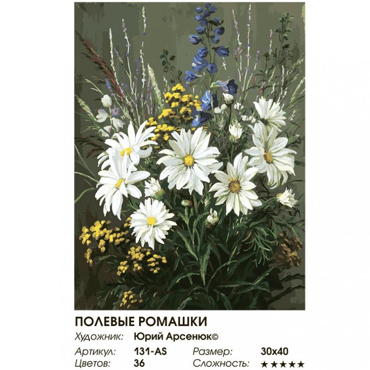 Картина по номерам «Полевые ромашки» — картинка 2