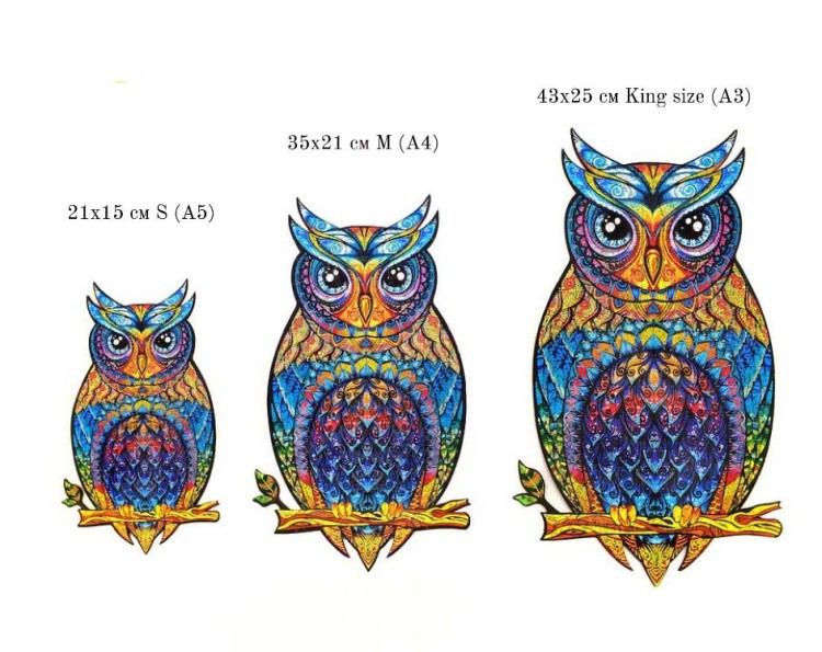 Деревянный пазл Unidragon «Чарующая Сова», размер M (А4) — картинка 10