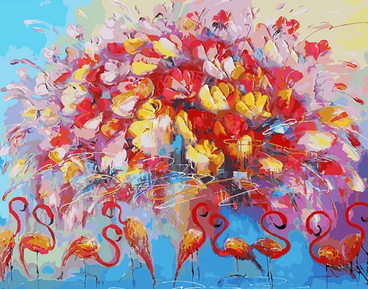 Картина по номерам «Танец красного фламинго»