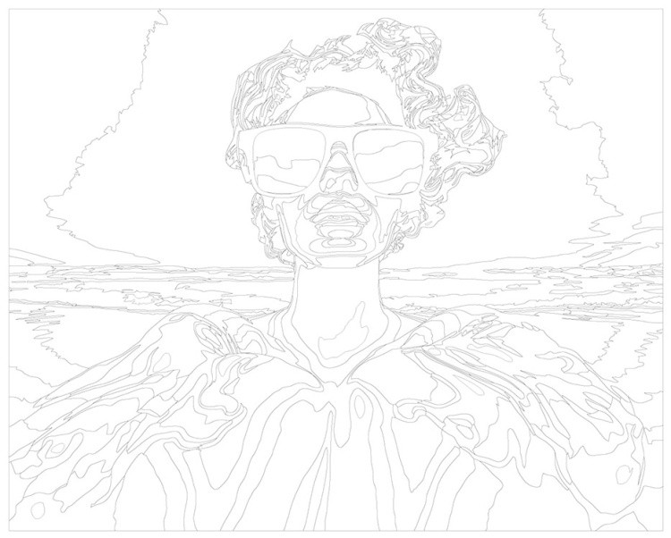 Картина по номерам «Море: Девушка в ярких очках на пляже» — картинка 3