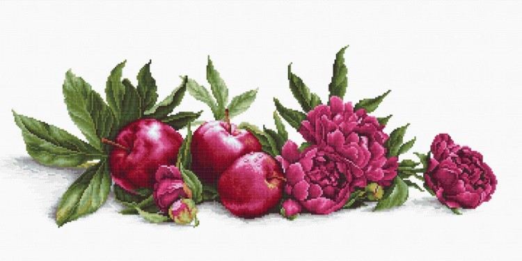 Набор для вышивания «Пионы и красные яблоки»