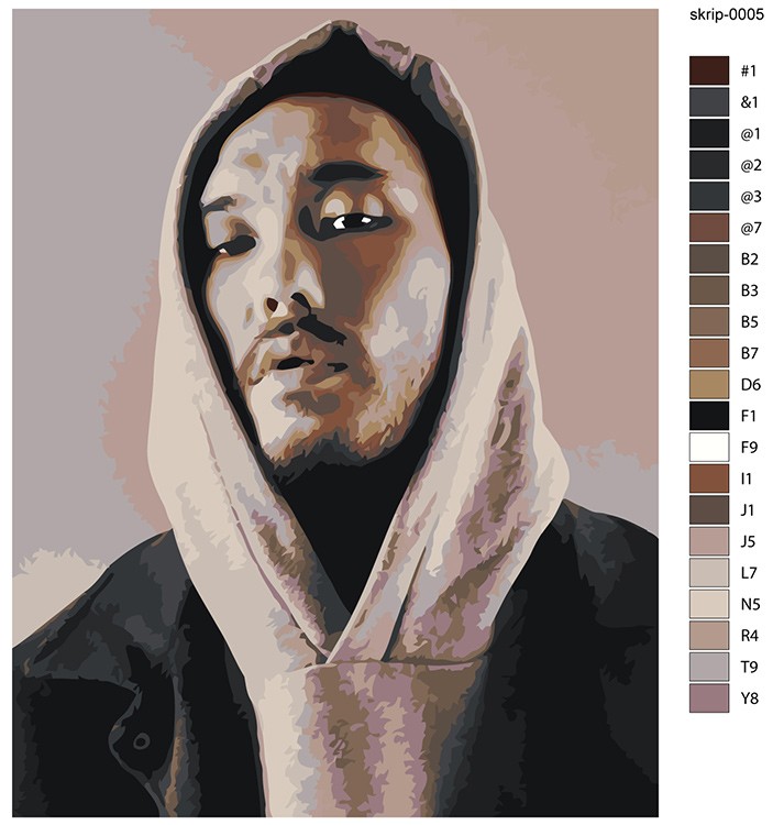 Картина по номерам «Скриптонит рэпер Адиль: портрет 40х50» — картинка 2