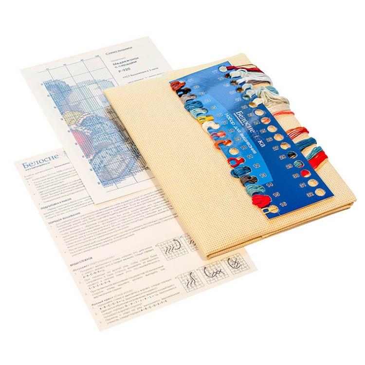 Подушка «Медвежонок с сердцем» (канва бежевая) — картинка 2