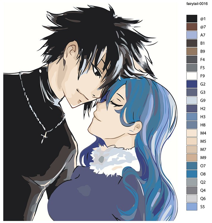 Картина по номерам «Аниме манга Хвост Феи: Дождия и Грей арт» — картинка 2