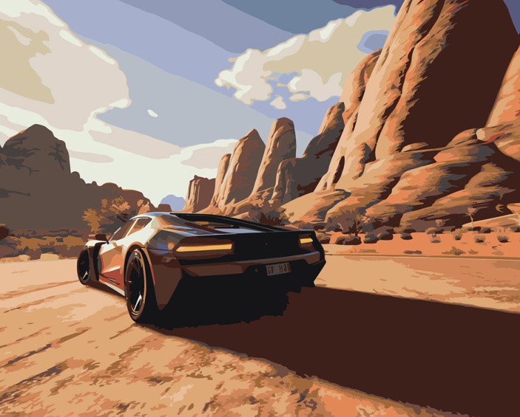 Картина по номерам «Машины: Феррари в каньоне»